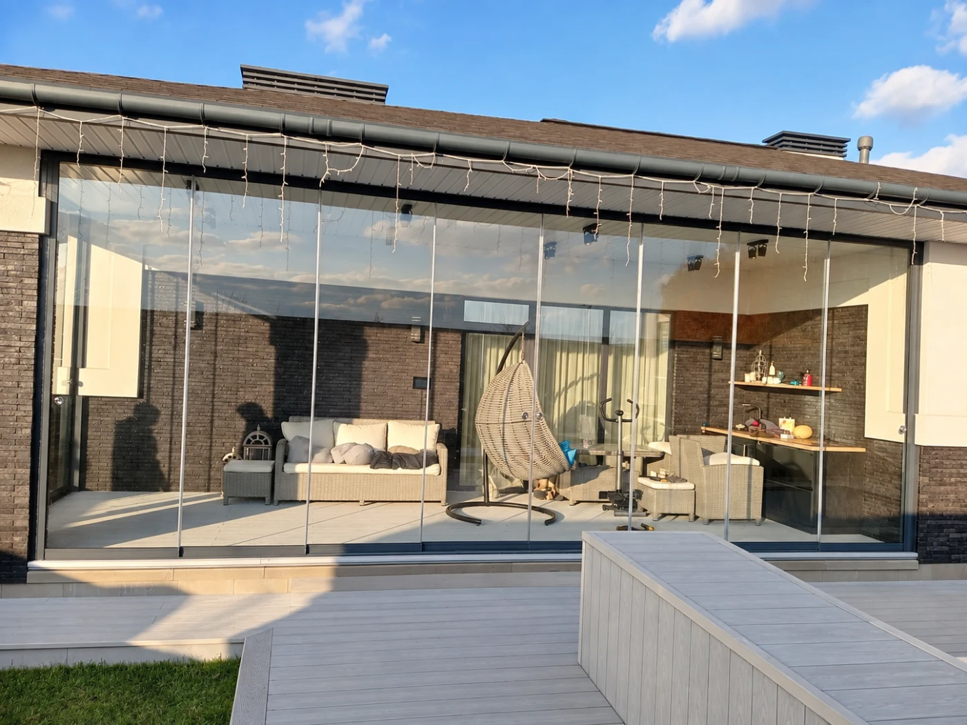 Безрамное остекление 30 м² OPTIMA Slide, Новоподклетное